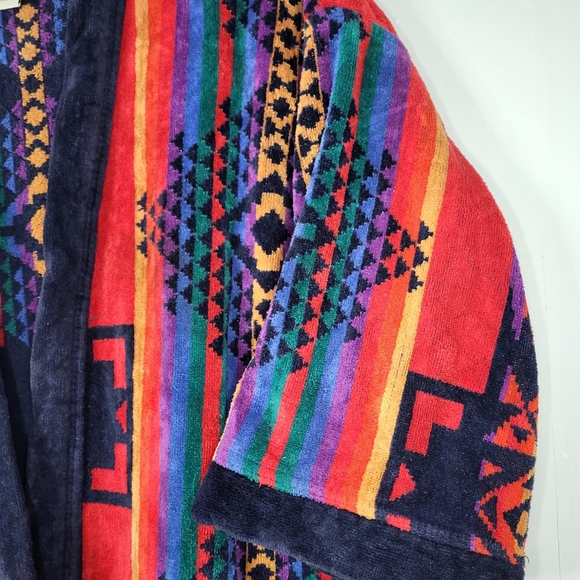 Vintage Ash Creek Trading Aztec Tribal Cotton Terry Cloth Robe One Size - Picture 3 of 9